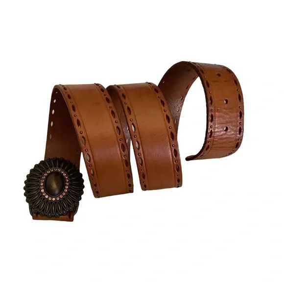 Fossil Leather Belt Women’s Medium Brown/ Metallic s-l400.jpg main image 2